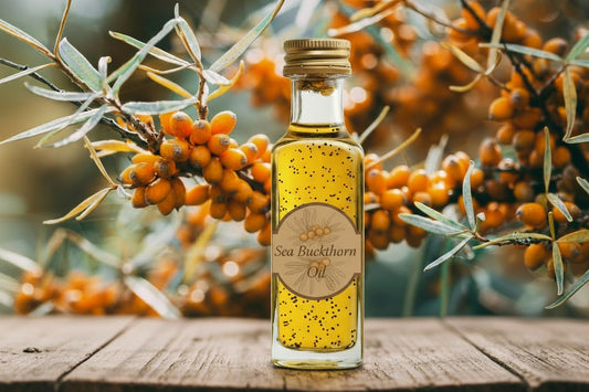 Cold extracted Sea Buckthorn Oil showing its natural orange color and nutrient-rich texture