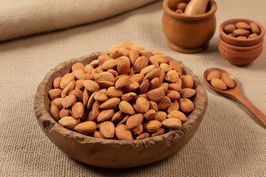 Natural apricot kernel close-up showing clean, hand-sorted quality