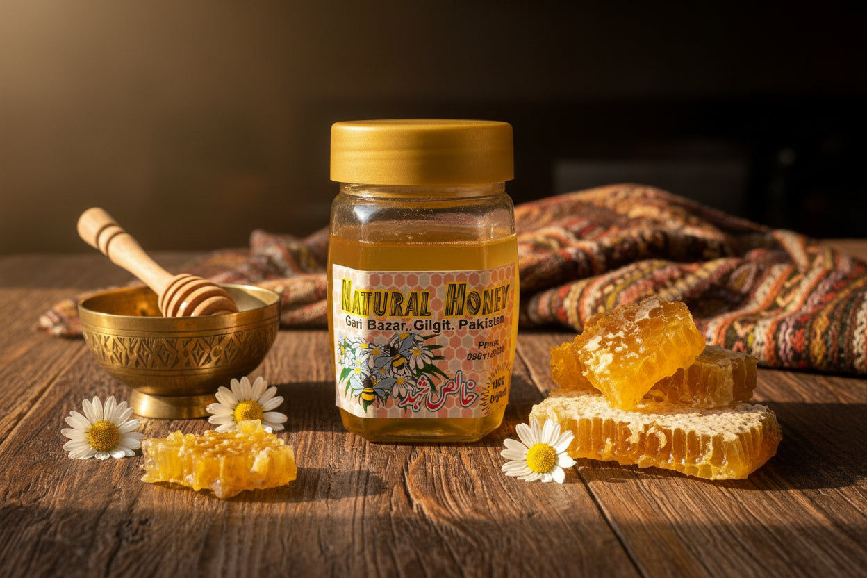 Raw organic mountain honey from Gilgit Baltistan