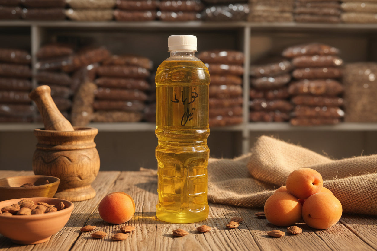Cold pressed organic apricot kernel oil from Hunza Gilgit Baltistan
