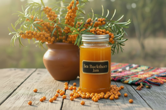 Pure Sea Buckthorn Oil bottle from Gilgit-Baltistan rich in Omega 3, 6, 7 and antioxidants for skin and wellness