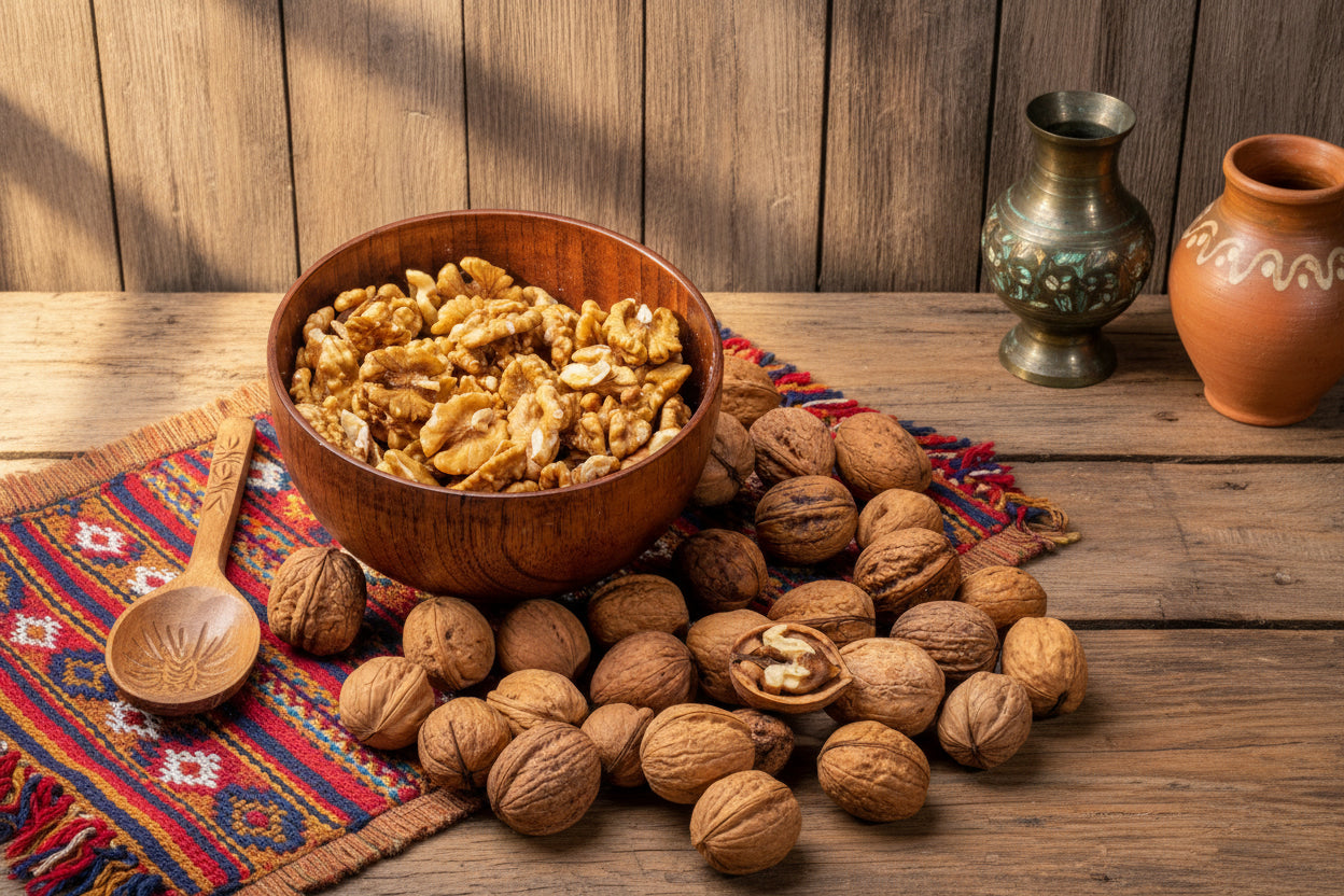 Premium shelled walnuts (Akhrot Giri) sourced from Gilgit-Baltistan